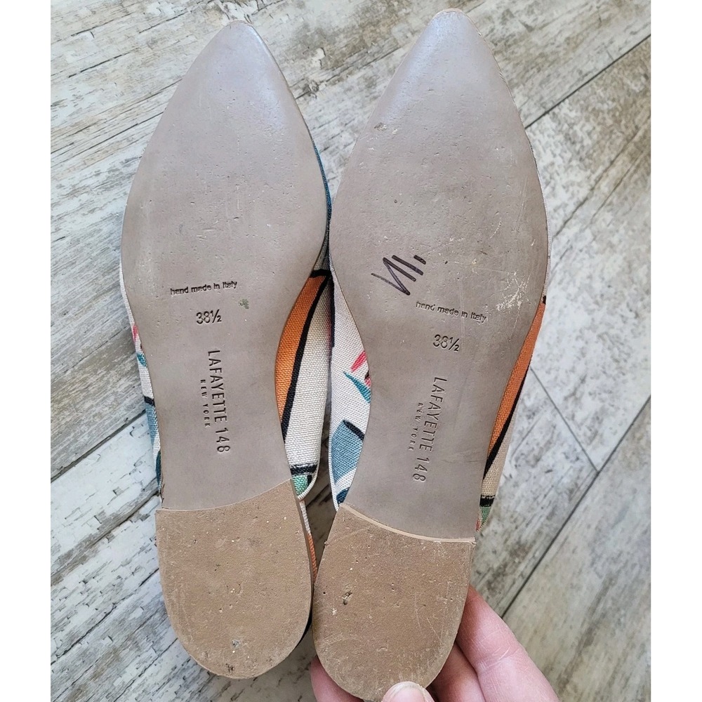 Lafayette 148 NY Abstract Print Pointed Toe Mules Made in Italy Size 38.5/ 8 USA - Picture 5 of 5